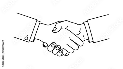 Illustration of two business people shaking hands.