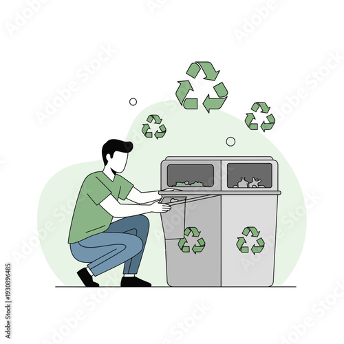 Person Recycling Waste Into Designated Bins Promoting Sustainability Efforts
