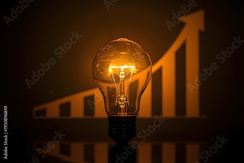 A glowing glass light bulb shines with bright energy and creative inspiration against a black background, representing a powerful spark of imagination and technological invention