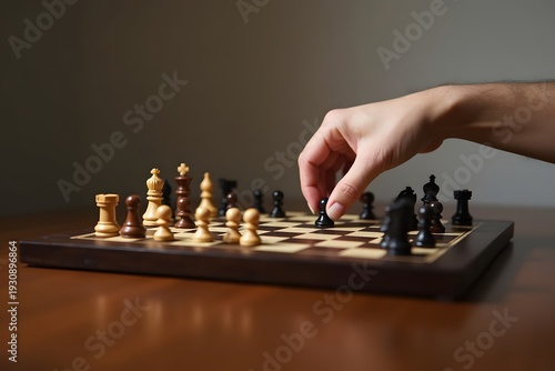 A focused boy displays deep intelligence and strategy while playing a competitive chess game on the floor, carefully moving his pieces across the board during this leisure challenge