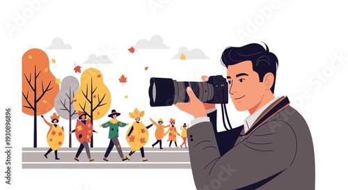 Photographer Captures Autumn Festivities With Colorful Costumed Figures In Nature