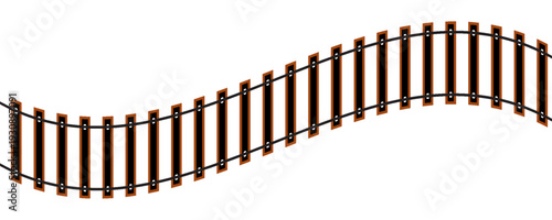 Railroad train track set. Isolated toy rail road way curve and line icons. Railway route collection