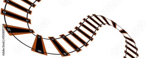 Railroad train track set. Isolated toy rail road way curve and line icons. Railway route collection,vector Eps10.