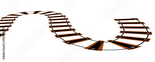 Railroad train track set. Isolated toy rail road way curve and line icons. Railway route collection,vector Eps10.