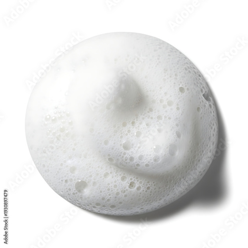 Soft white foam for cosmetic cleansing, a delicate lather with airy bubbles, perfect for beauty product visuals