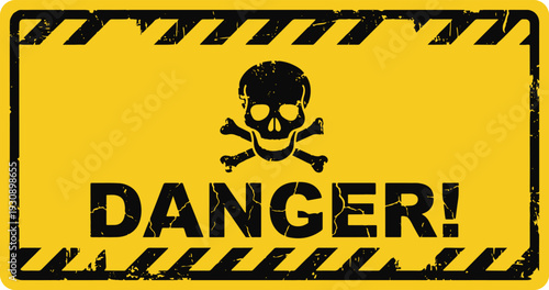 Danger warning sign, grungy icon and warning concepts.