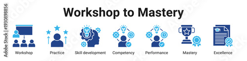 Workshop To Mastery web banner icon vector illustration.