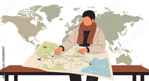 Planning The Perfect Journey Across The Globe Using A Detailed Travel Map Illustration