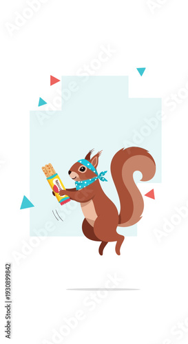 Playful Squirrel Adorably Grabs Tasty Snack Bar With Enthusiasm