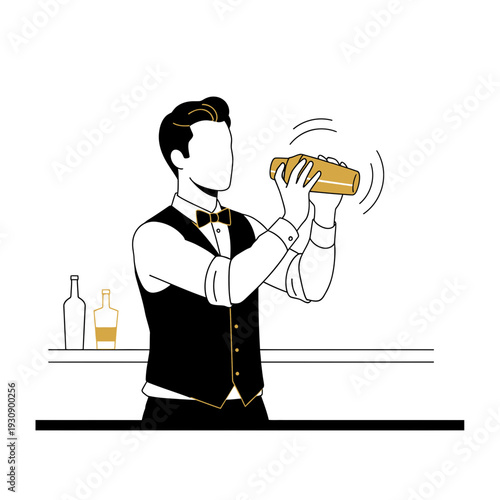 Professional Bartender Crafting Cocktails With Stylish Flair And Expertise