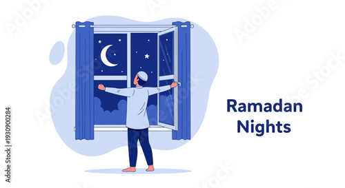 Ramadan Nights Peaceful Evening Moonlit Sky Contemplation