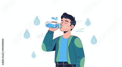 Refreshing Beverage For Thirsty Person Hydration Concept Art