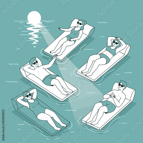 Relaxing On Pool Floats Under The Sun: Summer Leisure And Aquatic Recreation