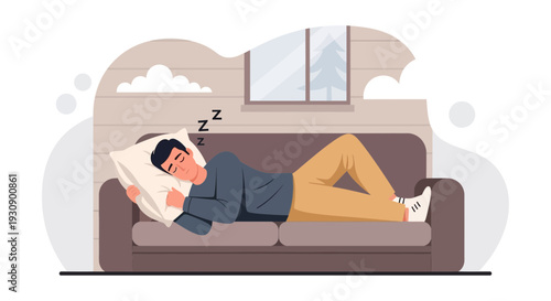 Relaxing Nap On Couch A Peaceful Moment Of Rest And Sleep