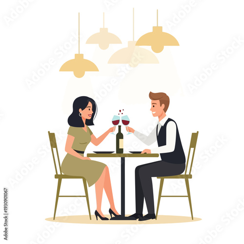 Romantic Dinner Date Celebrating Love With Wine Toasting Delightful Evening