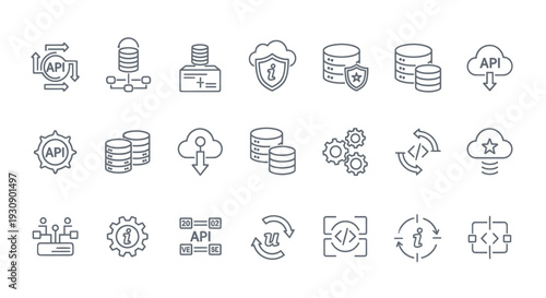 Set of API and data icons
