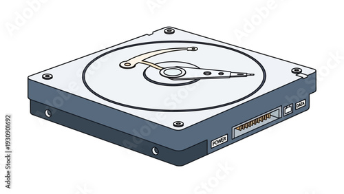 Isometric illustration of a computer hard drive.