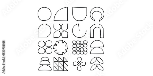 Collection of various geometric shapes and symbols