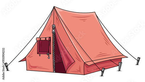 Cartoon illustration of a pink camping tent.