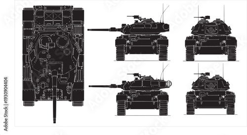 Tank Blueprint – Armored Military Vehicle CAD Technical Drawing