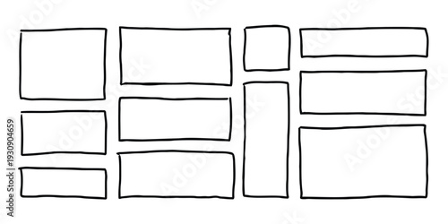 Abstract composition of rectangular elements arranged in a grid layout