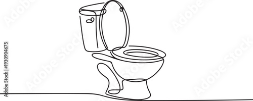 One continuous drawn single art line doodle sketch toilet. one line Icon drawing