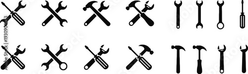 Assortment of workshop tools including wrenches hammers and screwdrivers