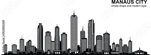 Manaus city skyline silhouette vector illustration with simple shapes and modern style isolated on white background for Brazil travel design