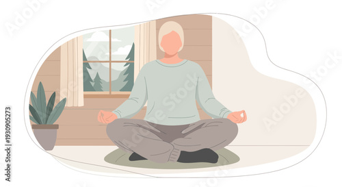Serene Person Meditating Indoors Peaceful Mindful Relaxation