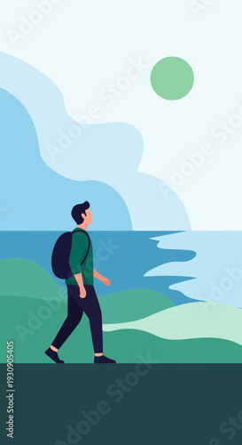 Serene Seaside Stroll Under a Gentle Sun