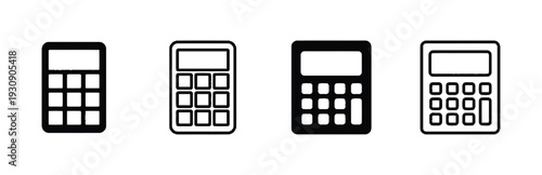 Calculator icons set for math calculation business finance accounting technology device digital numbers