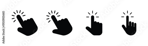 Collection of click or tap cursor icons indicating interaction and selection