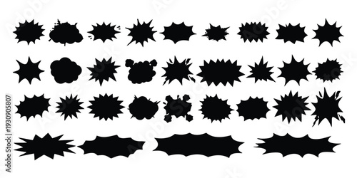 Collection of explosion and burst shapes for speech bubbles and comic effects