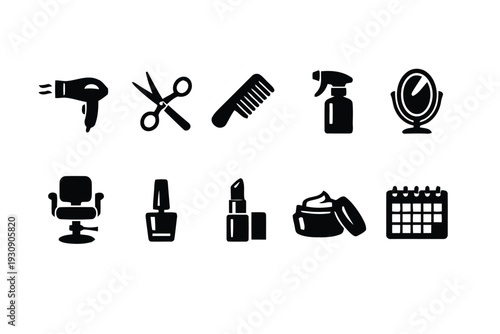 Collection of beauty salon and cosmetic icons set for graphic design