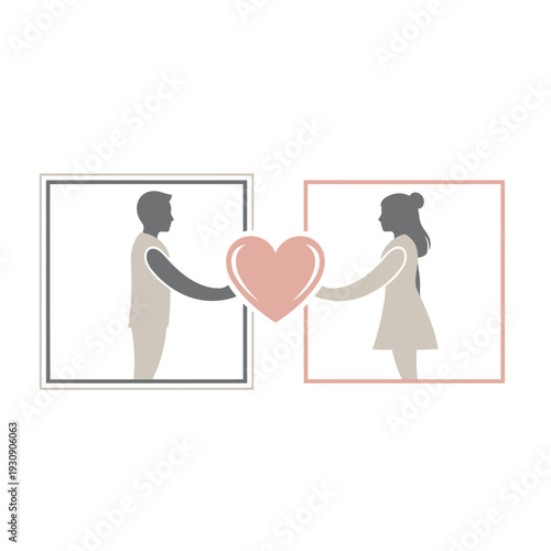 Silhouette Lovers Connecting, Forming A Shared Heart: A Symbol Of Unity And Affection