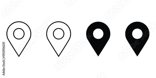 Collection of location pin icons with different line weights and fills