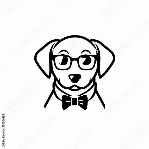 Dog wearing glasses and bowtie vector illustration isolated on white