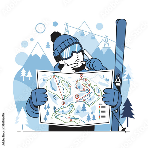 Ski Resort Map Exploration Winter Adventure Planning Outdoor Recreation