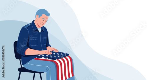 Solemn Veteran Folds American Flag With Reverence and Remembrance