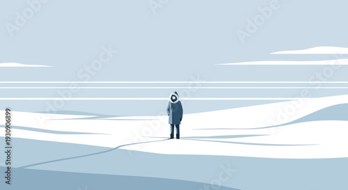 Solitary Figure In Vast Arctic Expanse