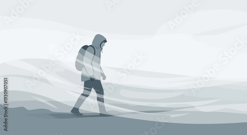 Solitary Traveler In Vast Abstract Landscape