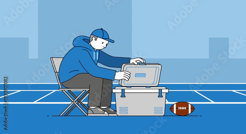 Sports Coach Preparing For Game With Cooler On Field