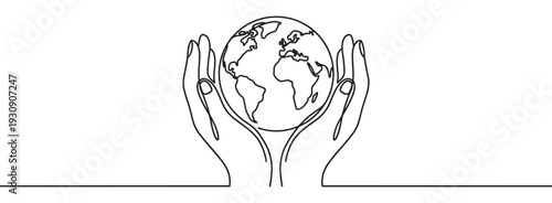 Human hands gently holding planet Earth, symbolizing global care, environmental protection, and a sustainable future.