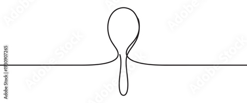 Single continuous line drawing of a kitchen spoon, an essential utensil for eating, cooking, and serving food in daily life.