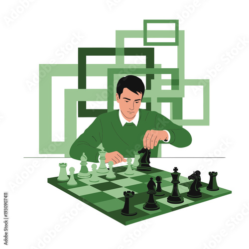 Strategic Mind Concentrating on Chess Game Masterpiece Intense Focus Captured