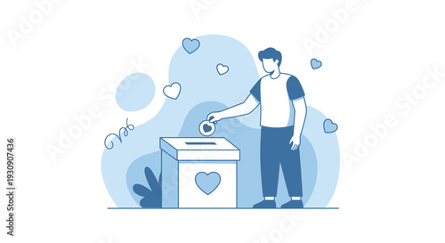 Supporting Charity With A Donation: A Modern Illustration Of Giving And Compassion