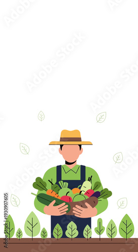 Sustainable Agriculture Harvest Bounty Fresh Organic Produce Farmer Holding Basket Nature