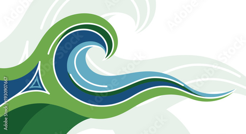 Stylized Ocean Wave Graphic Design For Background Use