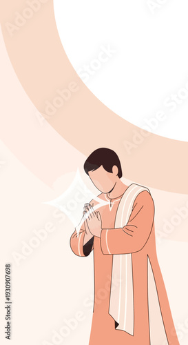 Stylized Person Bowing Respectfully with Hands Clasped In Prayer