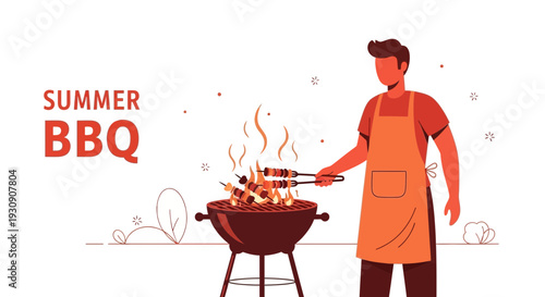 Summer Barbecue Fun Grilling Outdoors with Delicious Food